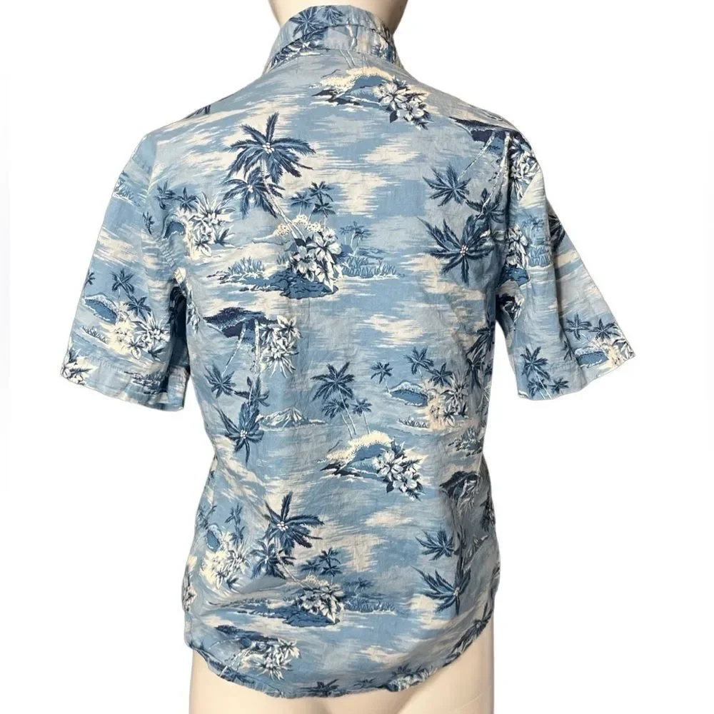 Old Navy Casual Short Sleeve Button Down camp Shirt Blue Size Large